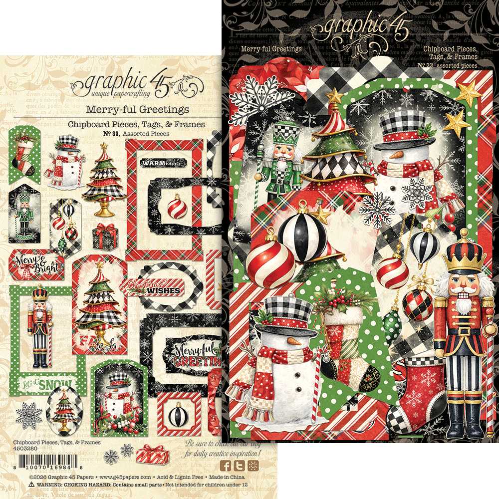 Merry-ful Greetings Chipboard Pieces, Tags & Frames - Graphic 45