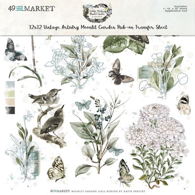 49 And Market Vintage Artistry Rub-Ons 12"X12" - Moonlit Garden Collection