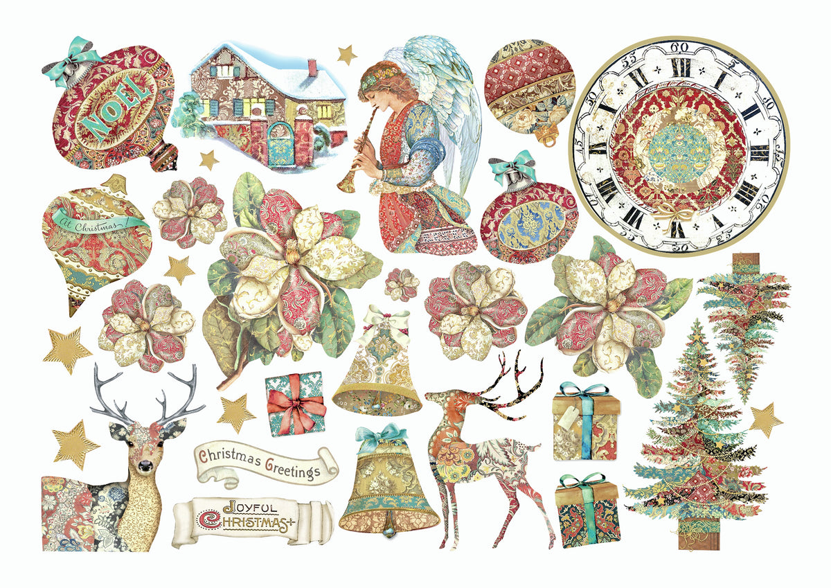 Stamperia Cardstock Ephemera Adhesive Paper Cut Outs - Christmas Greetings