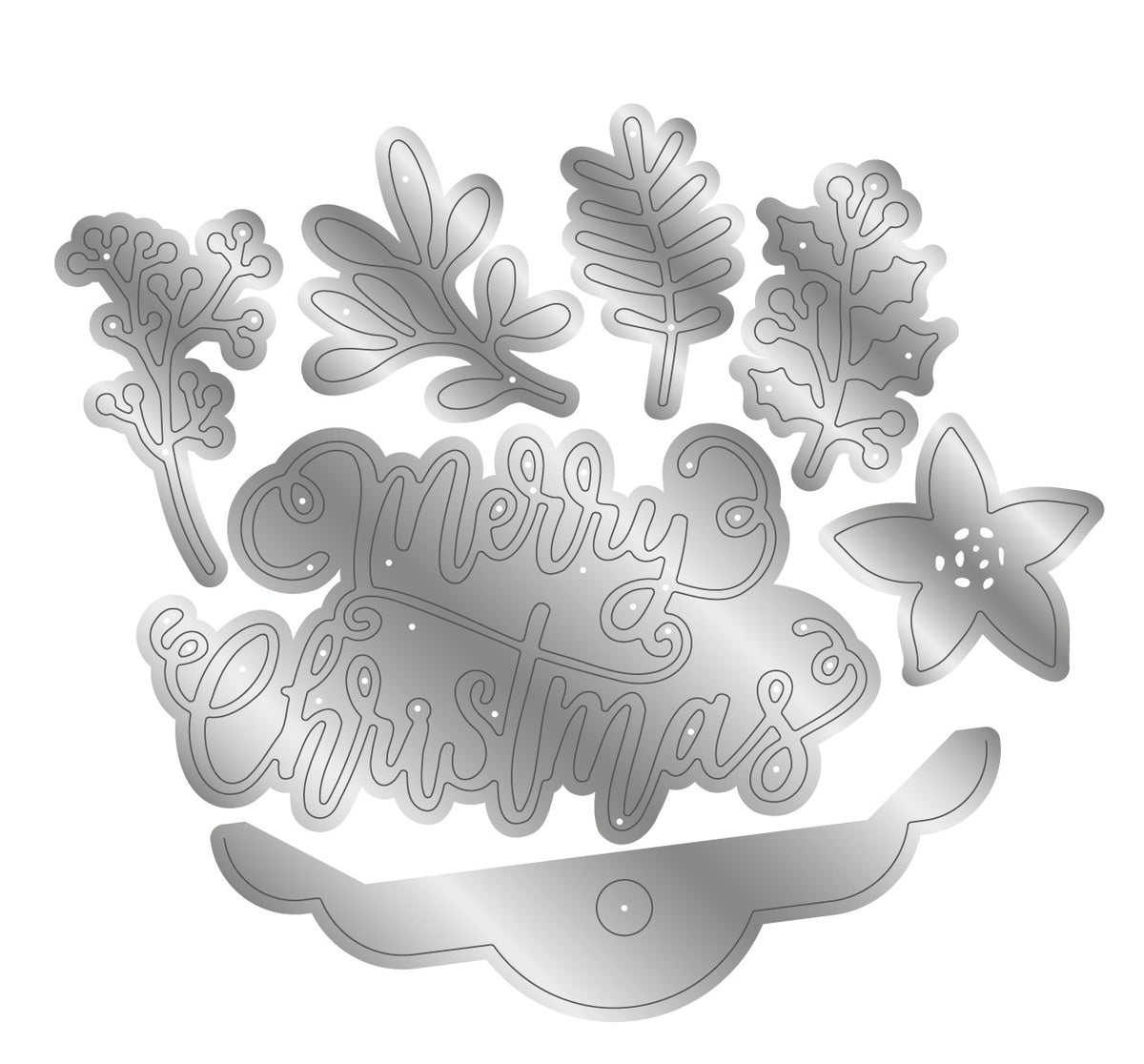 Twelve Days Of Christmas Metal Die - Merry Christmas Foliage and Tag Set