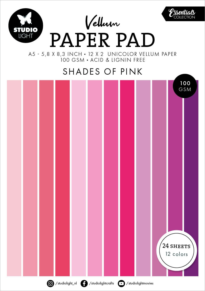 Studio Light Vellum Essentials Paper Pad - Shades of Pink