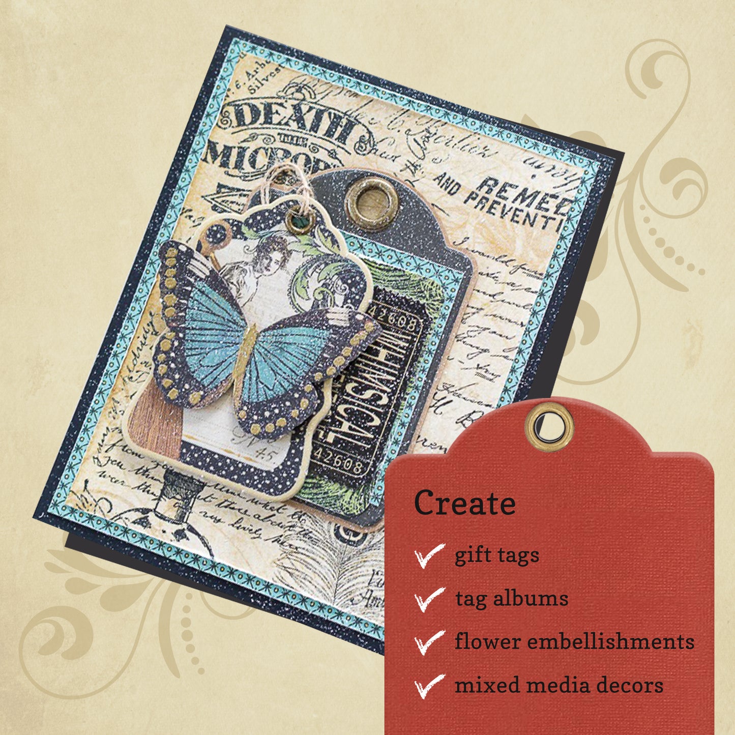 Graphic 45 - Large Tag, ATC Tag & Flower Metal Dies