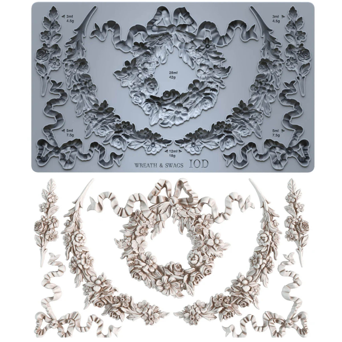Wreath & Swags - 6x10 Mould - Iron Orchid Designs (Copy)
