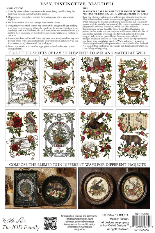 IOD - Iron Orchid Designs - Stag Tavern Transfer 8"x12" Pad™ - LIMITED EDITION