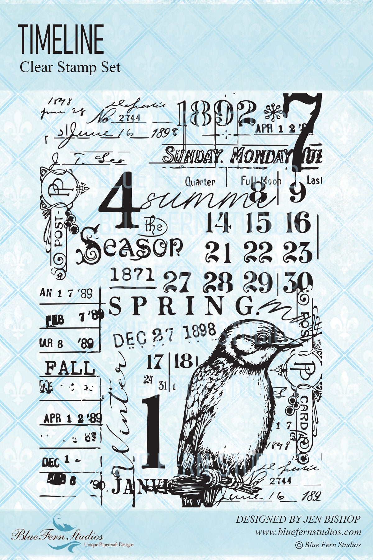 Timeline Stamp - Blue Fern - Seasons Collection by Jen Bishop