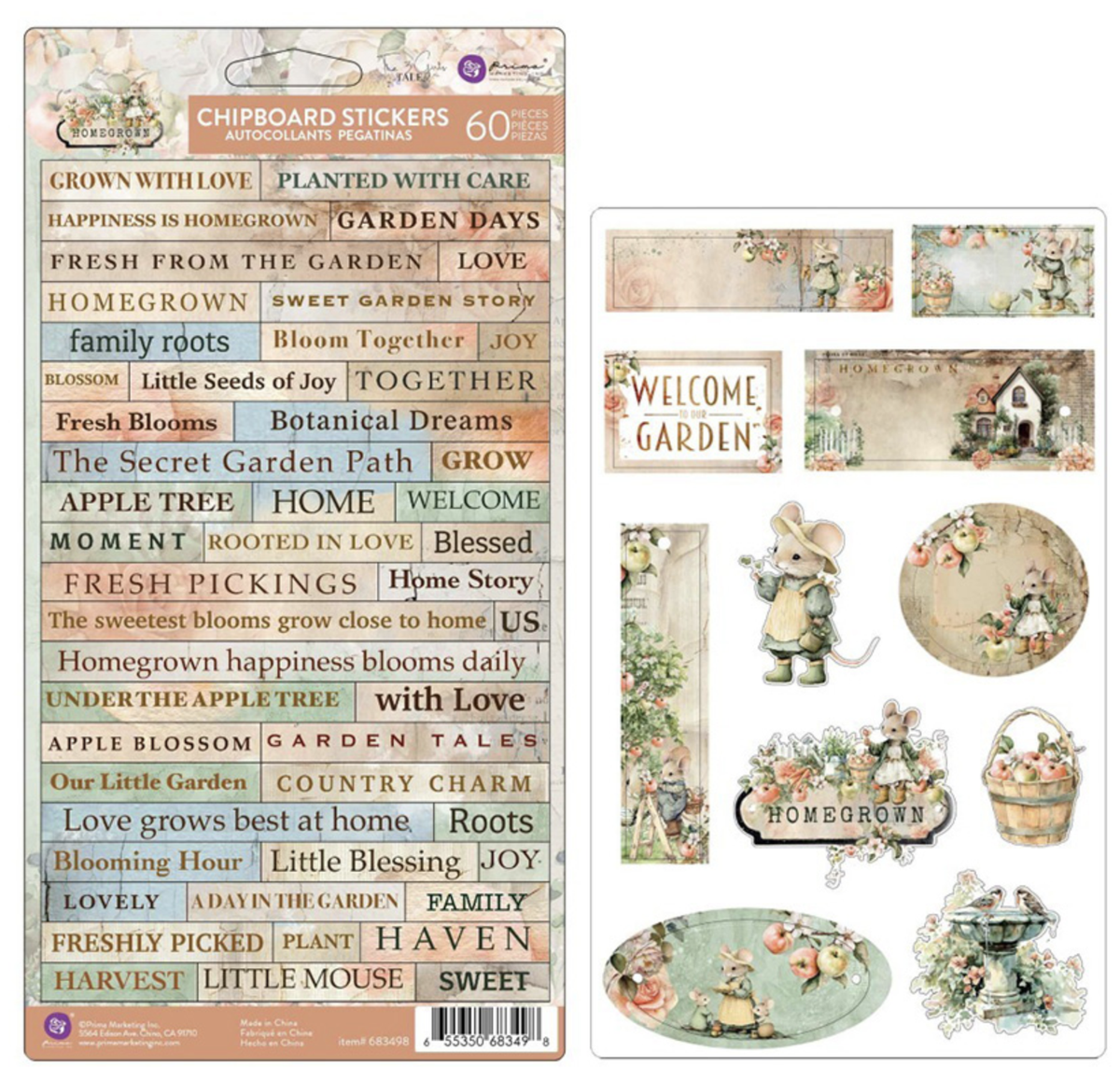 Prima Marketing - Homegrown - Chipboard Stickers - The 3 Girls Tale