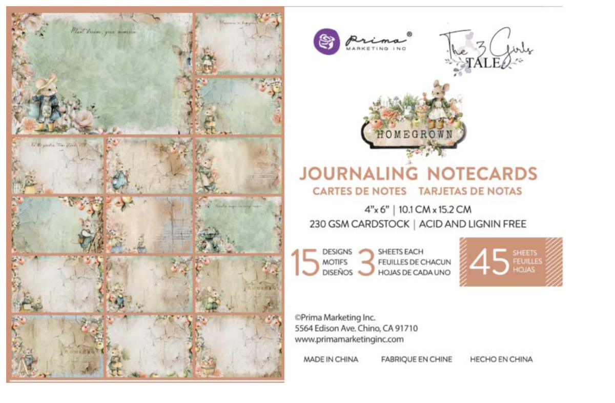 Prima Marketing - Homegrown - 4x6 Journaling Note Cards - The 3 Girls Tale