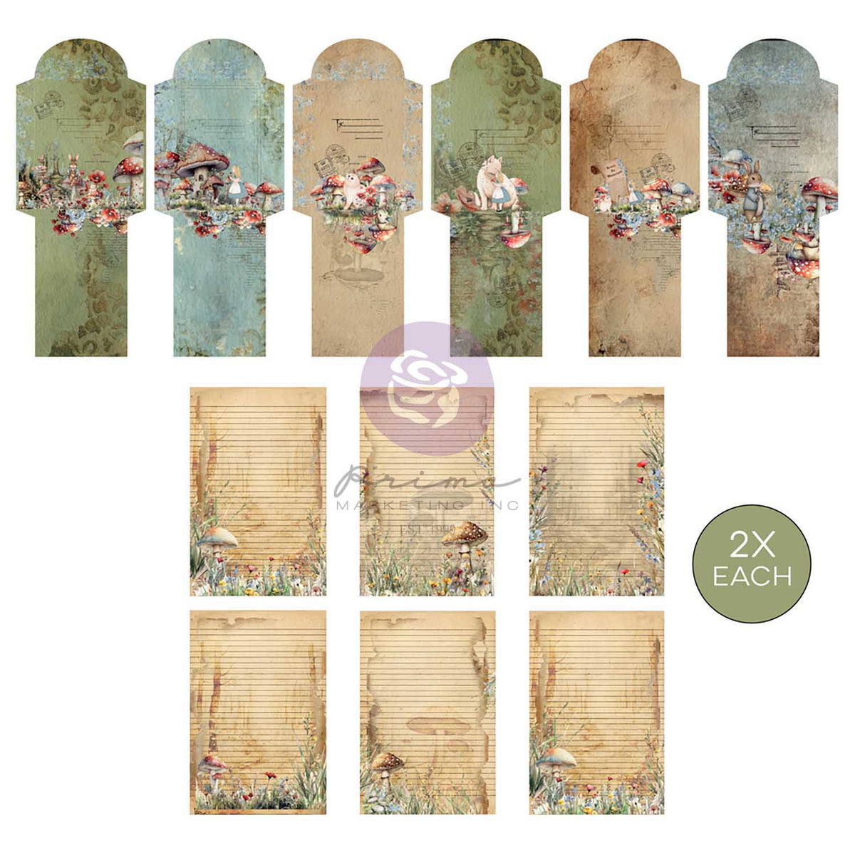 Prima Marketing - Return to Wonderland Collection - Postcards & Envelopes Stationary