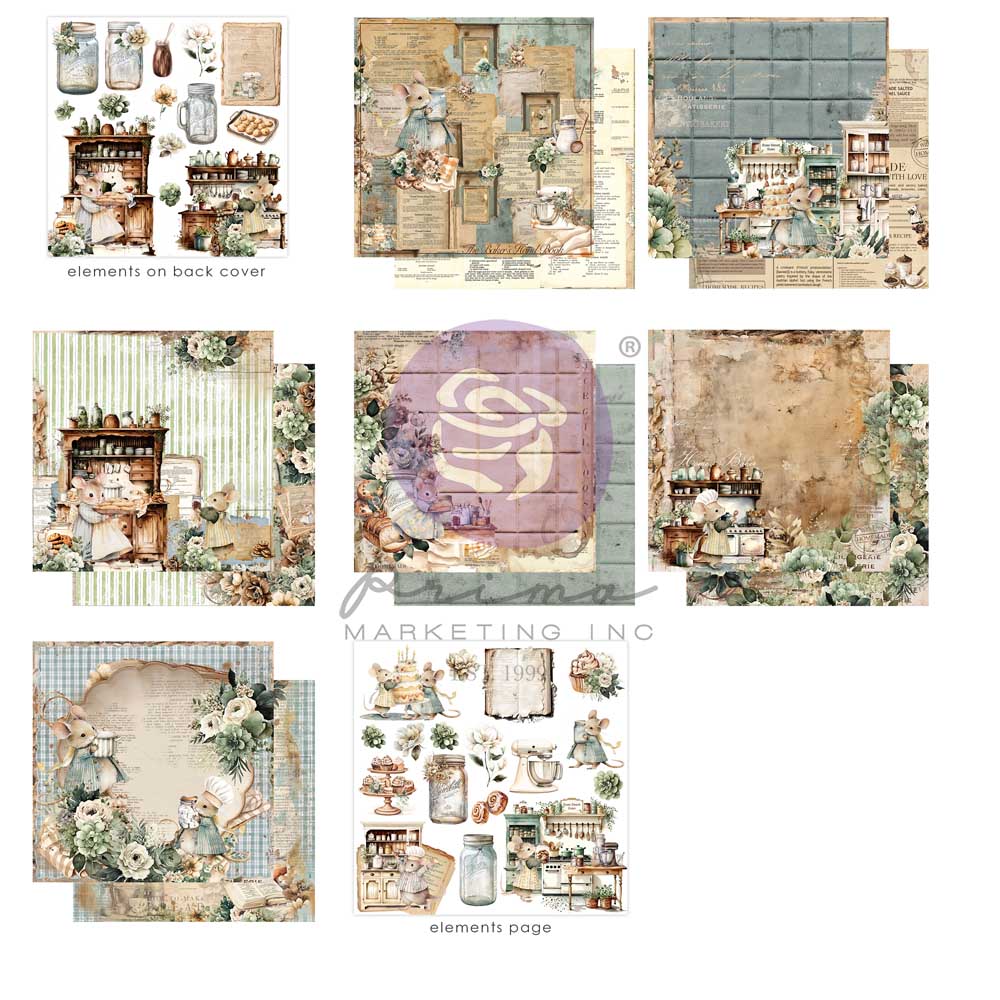 Prima Marketing - The Home Baker Collection - 12x12 - 14 Sheets w/foil - Double Sided