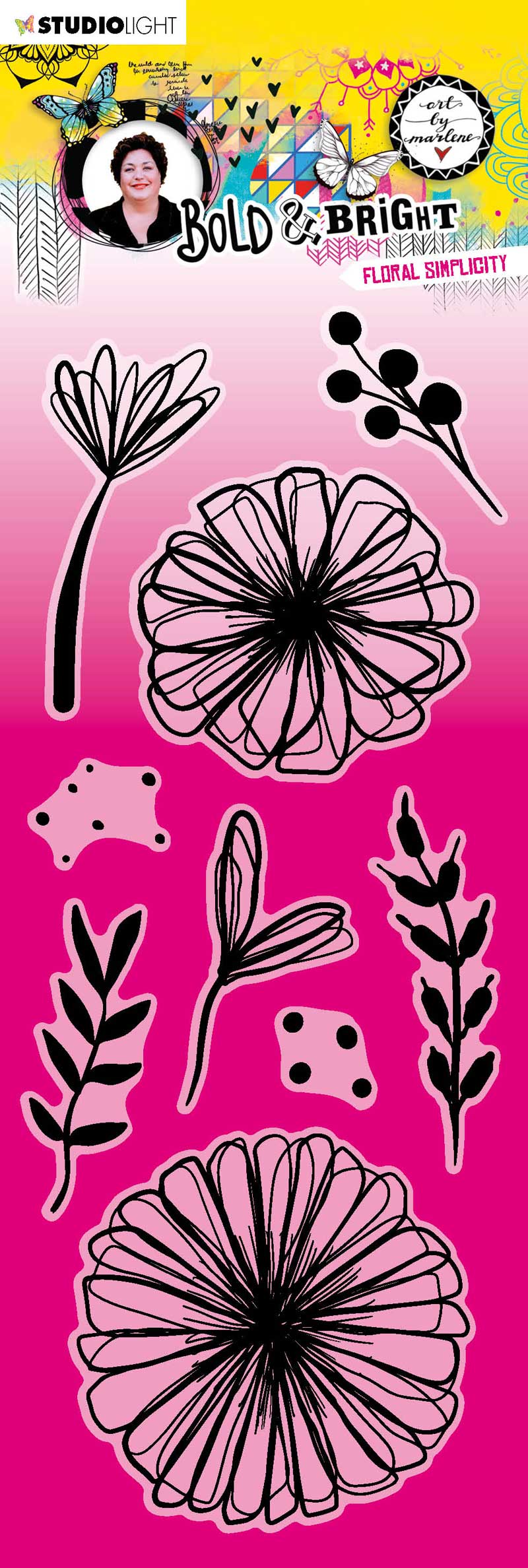 Studio Light Art By Marlene Bold & Bright Collection - Clear Stamp Set - Floral Simplicity