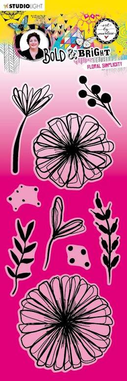 Studio Light Art By Marlene Bold & Bright Collection - Clear Stamp Set - Romantic Florals