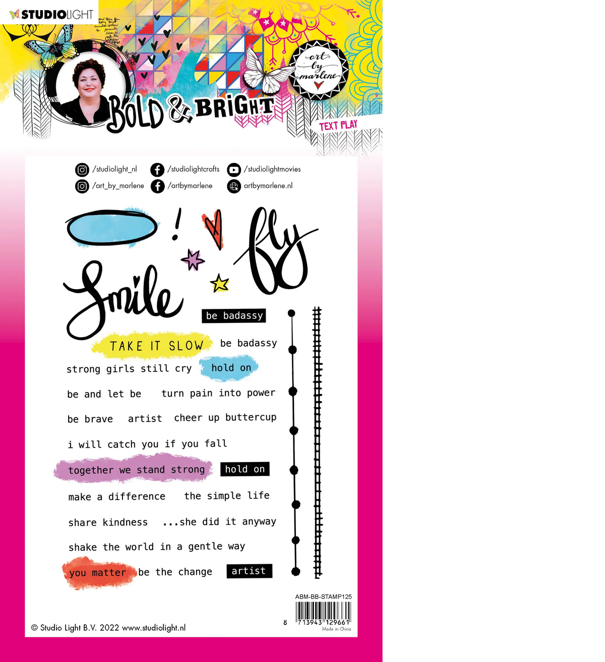 Studio Light Art By Marlene Bold & Bright Collection - Clear Stamp Set - Text Play