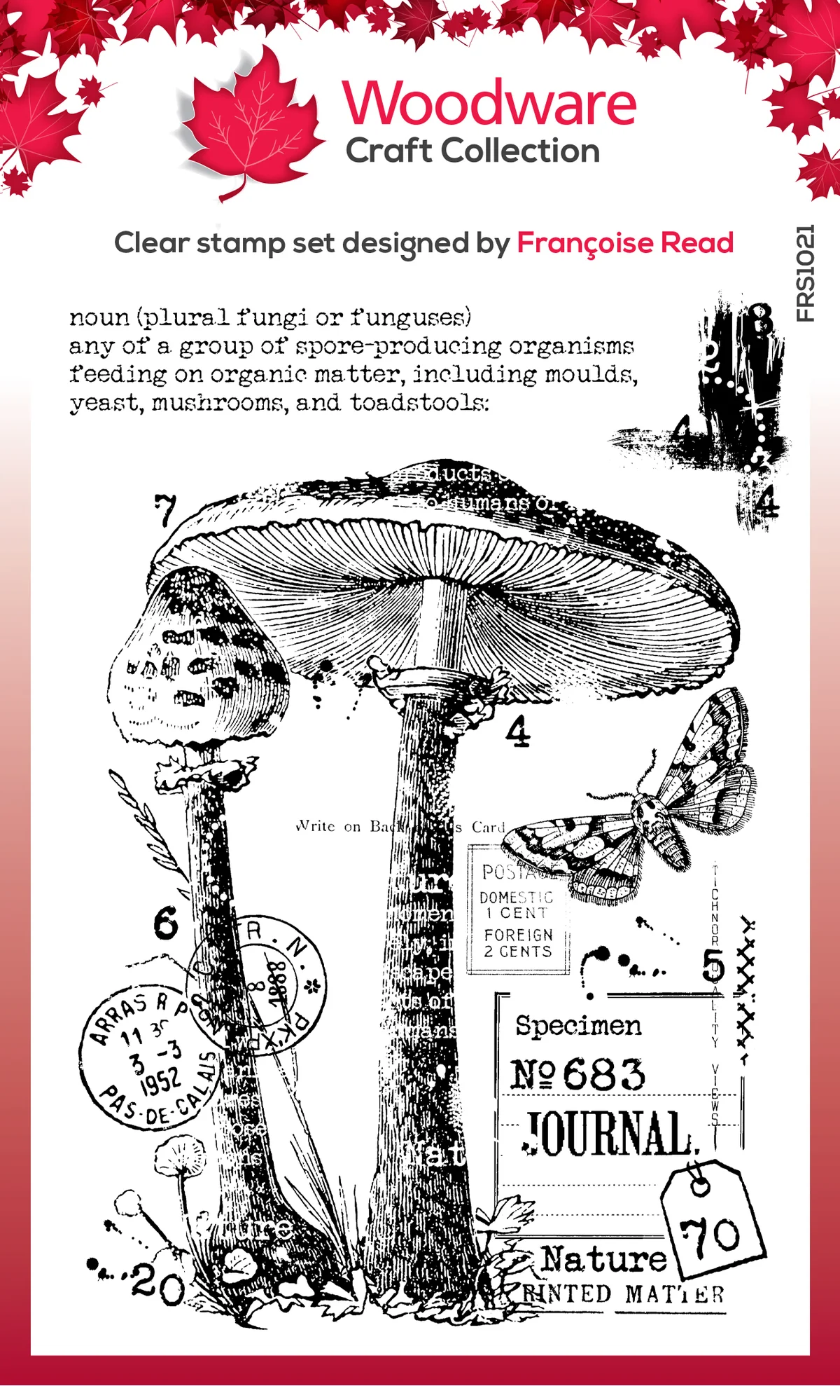 Woodware Clear Stamps 4"X6" - Vintage Fungi