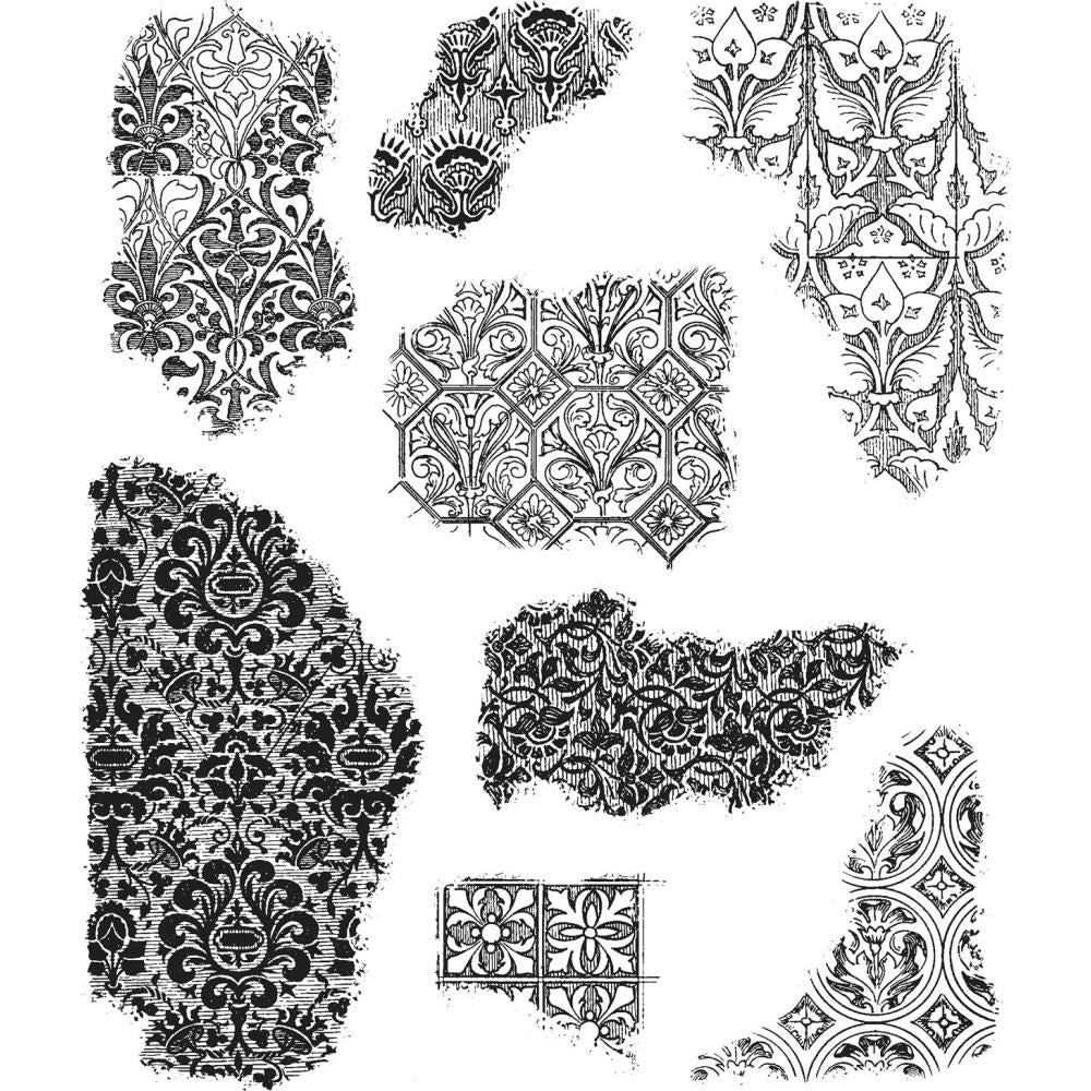 Set De Sellos De Goma Tim Holtz Reflections De Stampers Anonymous: Lámina De 17x21 Cm Con Varios Diseños Para Scrapbooking