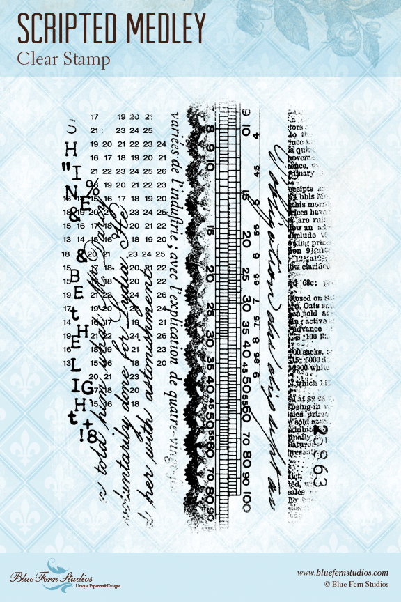 Blue Fern Stamp - Scripted Medley *