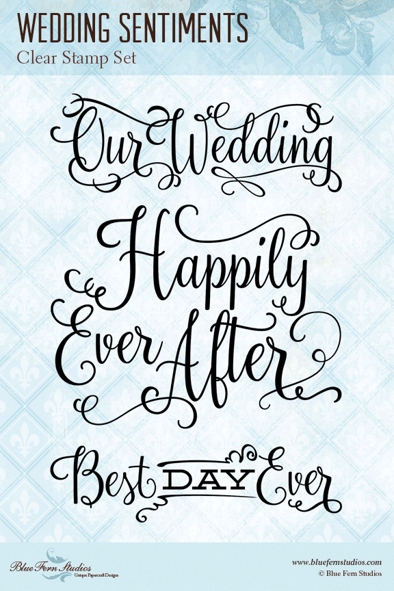 Blue Fern Stamp - Wedding Sentiments Stamp *