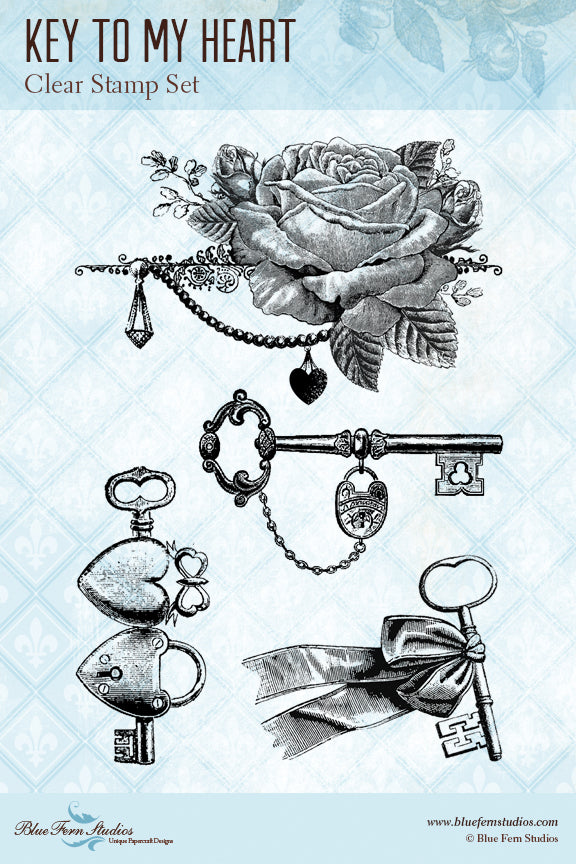 Blue Fern Stamp - Key to My Heart Stamp Set *