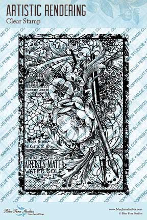 Blue Fern Stamp Set - Artistic Rendering