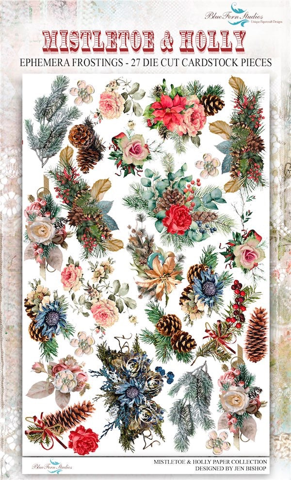 Blue Fern Studio - Mistletoe & Holly Frostings Ephemera - By Jen Bishop