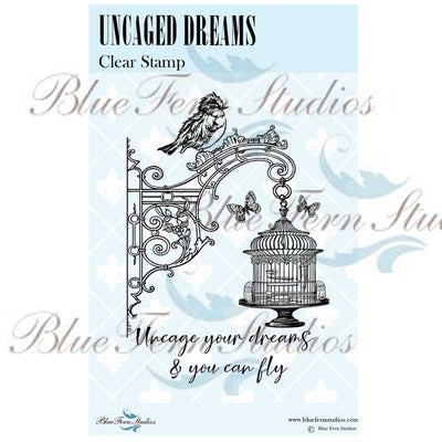 Blue Fern Stamp - Uncaged Dreams - Bird Waltz Collection *
