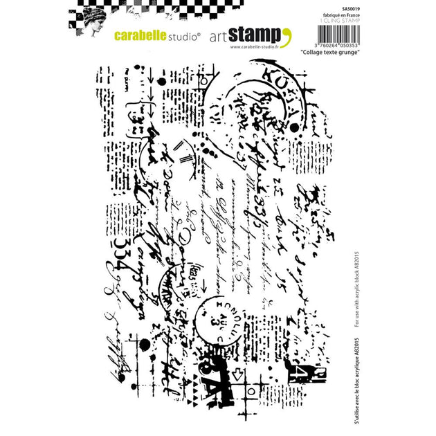 Carabelle Studio Cling Stamp A5 Collage Grunge Text * Dreamz Etc