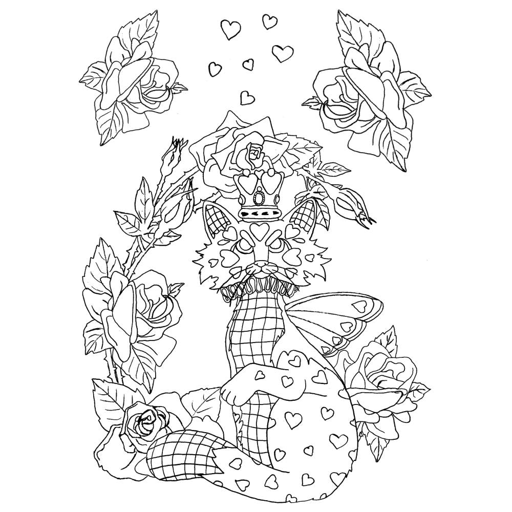 Crazy Cats - The Queen of Hearts - The Card Hut Clear Stamps 6"X4" By Linda Ravenscroft