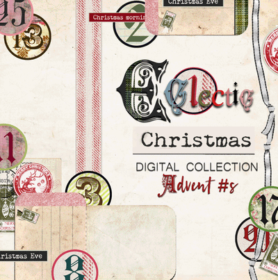 Eclectic Christmas - Digital Journal Kit - Advent Numbers & Library Card Pockets