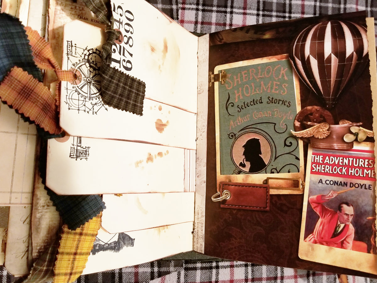 Sherlock Holmes Theme - Journal Etc. - Altered Book - Black - HUGE