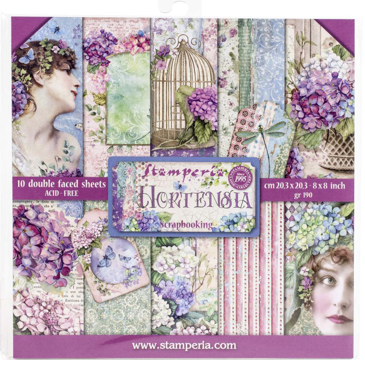 Stamperia 8 X 8 Paper Pack - Hortensia