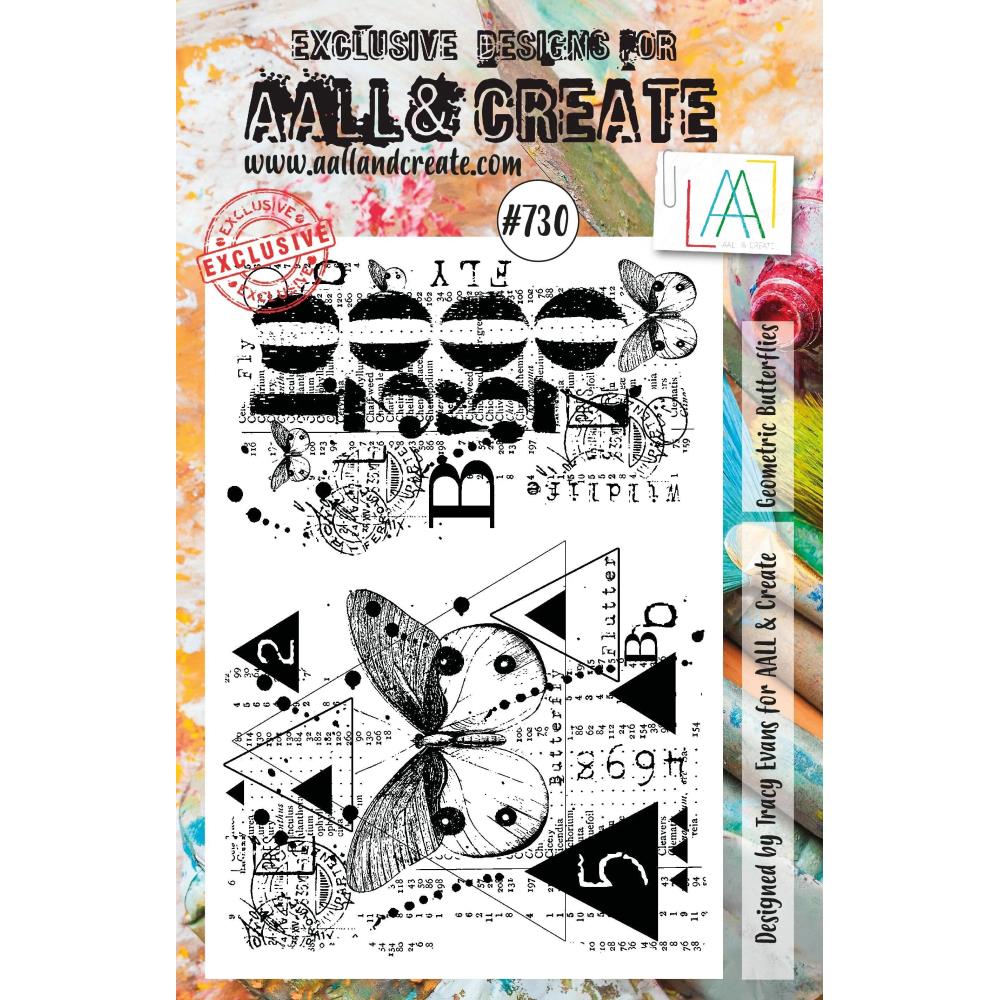 AALL And Create A6 Photopolymer Clear Stamp Set - Geometric Butterflies