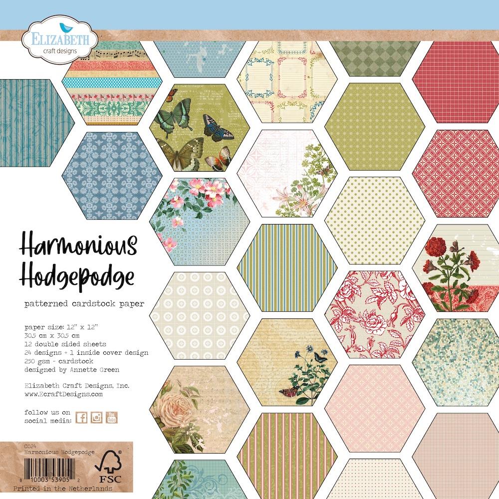 Elizabeth Craft Double-Sided Cardstock Pack 12"X12" - Harmonious Hodgepodge