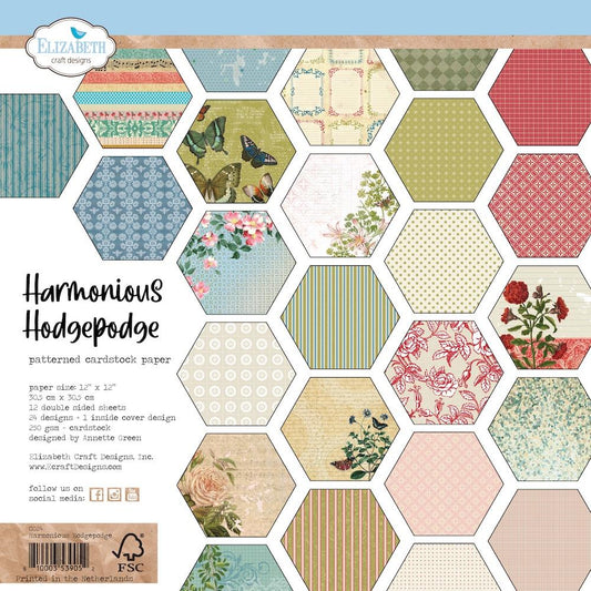 Elizabeth Craft Double-Sided Cardstock Pack 12"X12" - Harmonious Hodgepodge