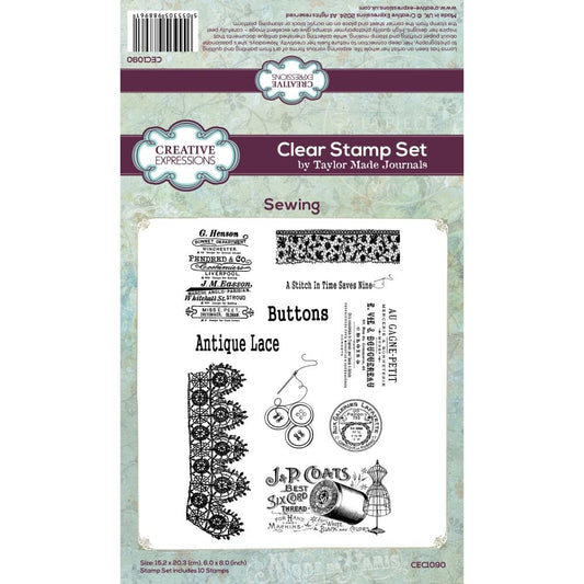 Creative Expressions Taylor Made Journals Clear Stamp 6"X8" - Sewing