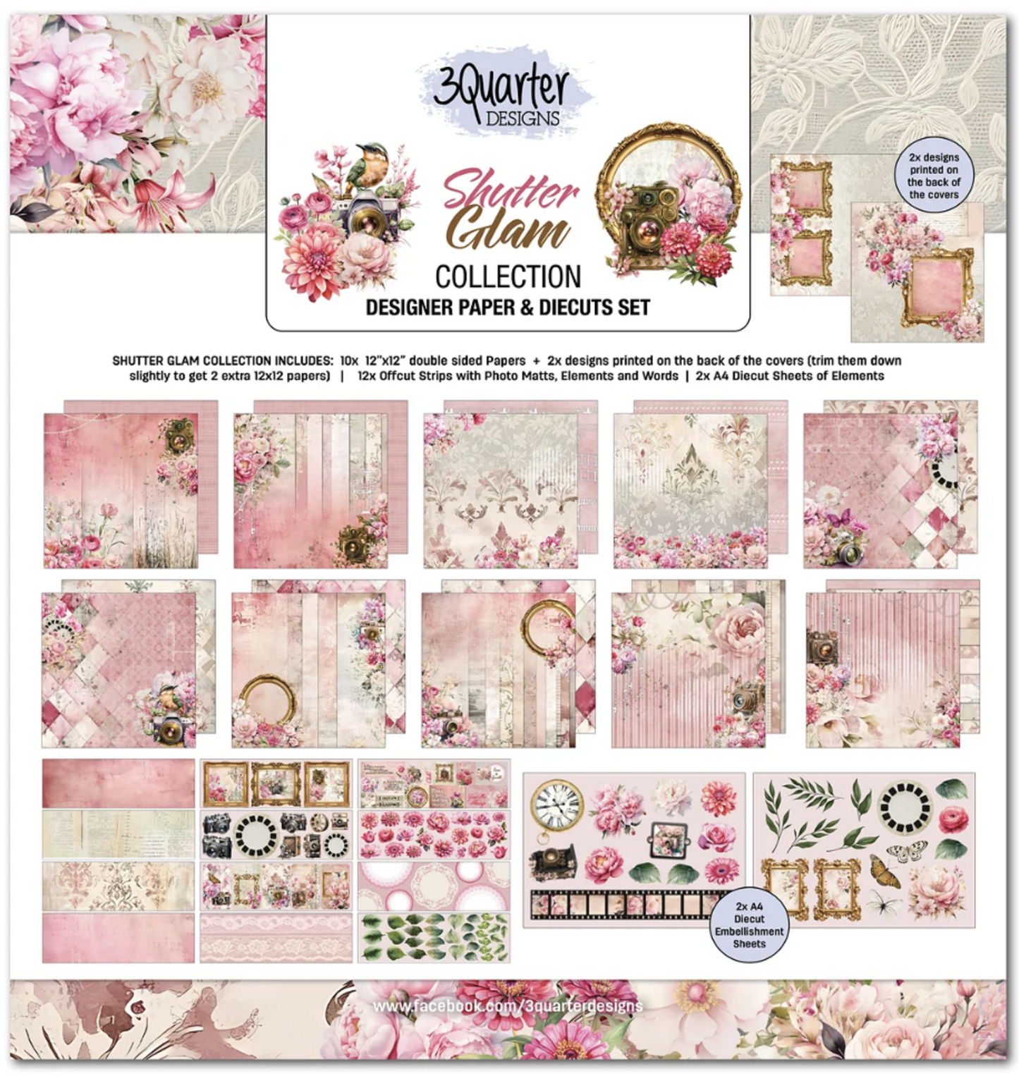 3Quarter Shutter Glam Collection - Designer Paper & Diecuts Set