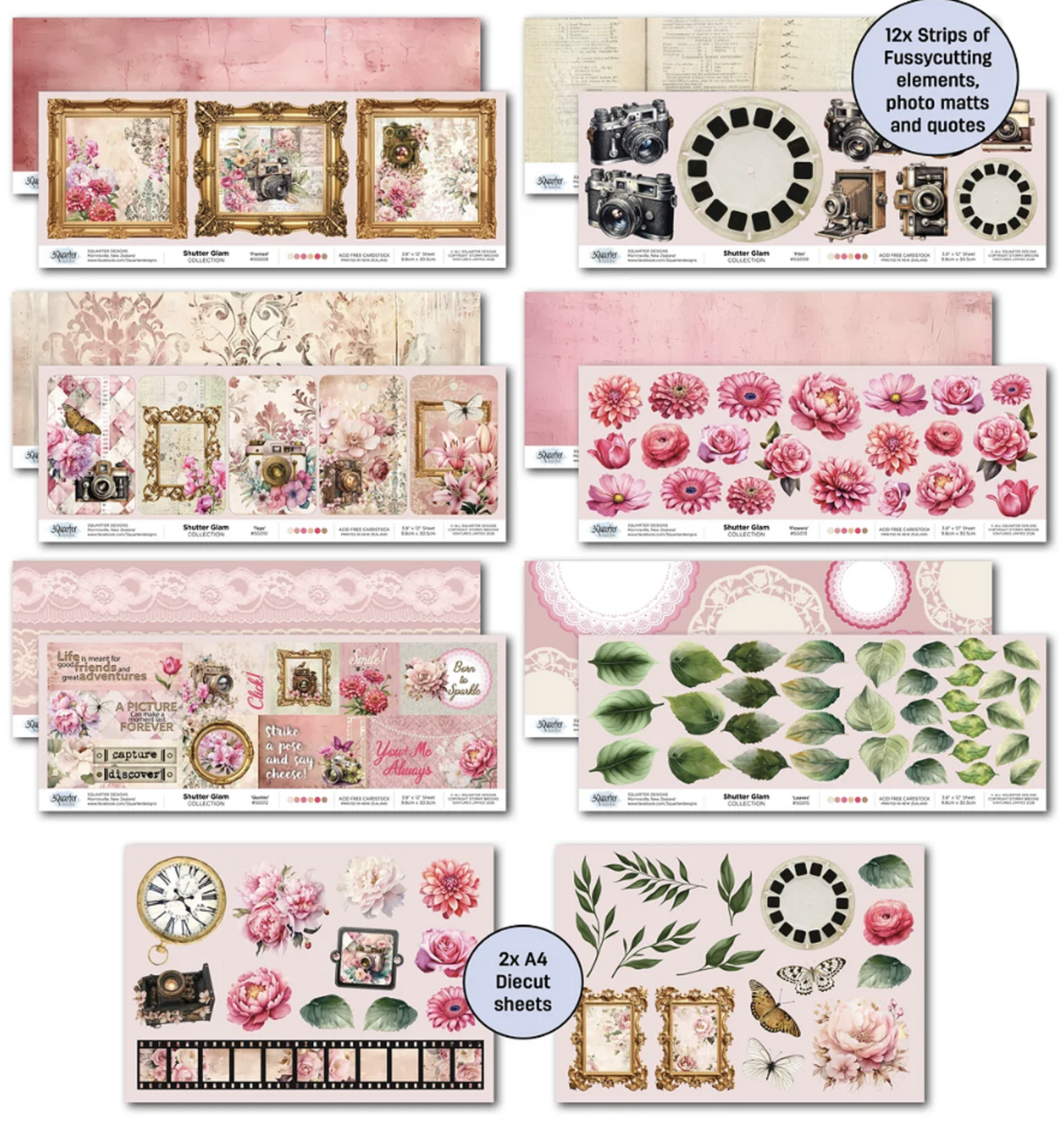 3Quarter Shutter Glam Collection - Designer Paper & Diecuts Set