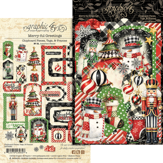 Merry-ful Greetings Chipboard Pieces, Tags & Frames - Graphic 45