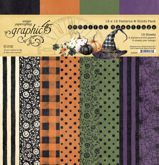 BOOtiful Greetings 12×12 Patterns & Solids Pack - Graphic 45