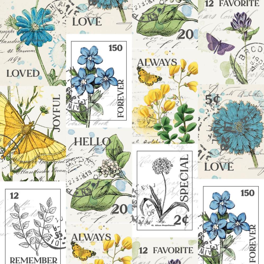 49 And Market Washi Postage Tape Roll - Botanical