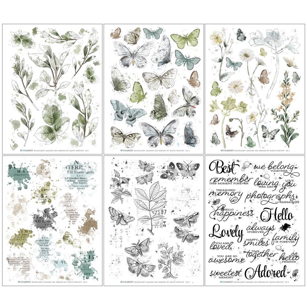49 And Market Rub-Ons 6"X8" 6/Sheets - Moonlit Garden