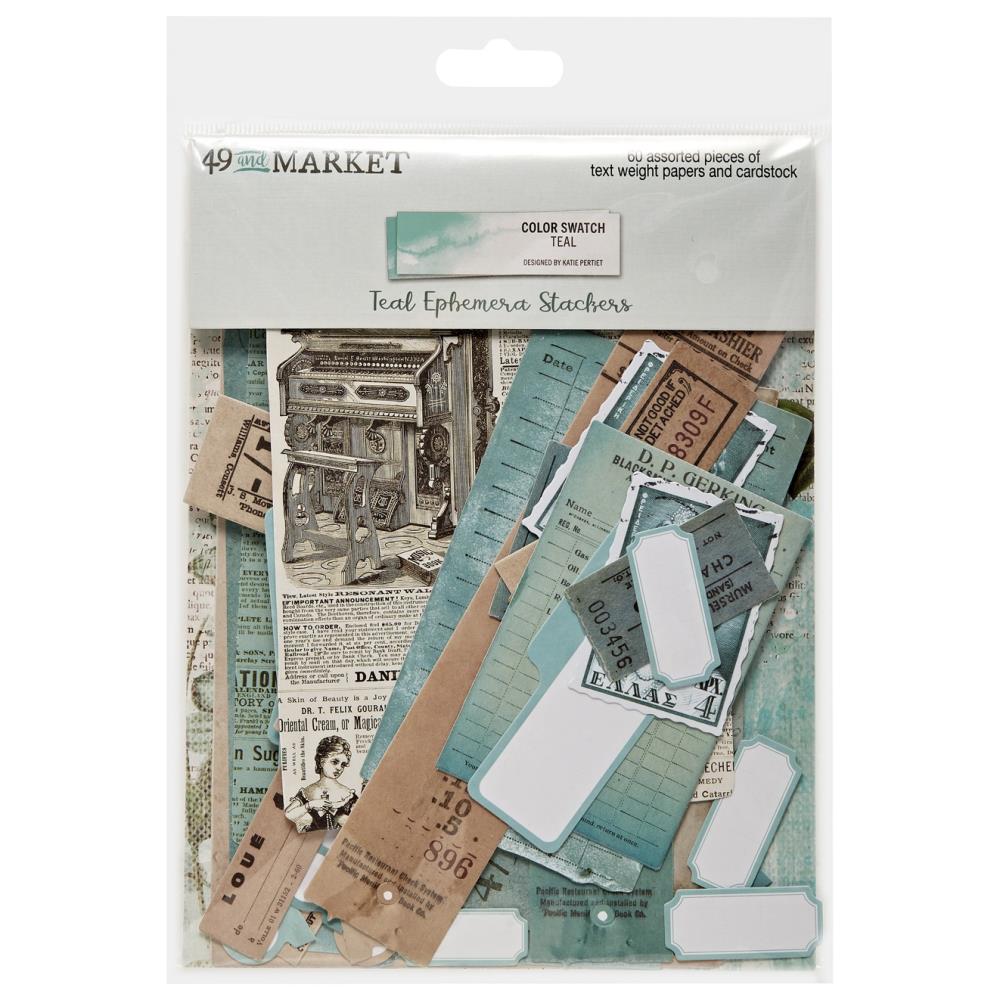 49 And Market Color Swatch: Teal Ephemera Stackers