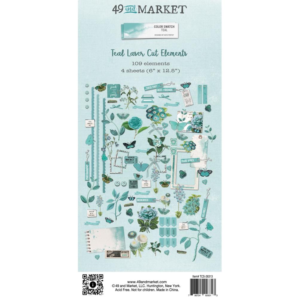49 And Market Color Swatch: Teal Laser Cut Outs