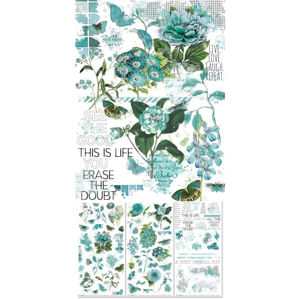 49 And Market Color Swatch: Teal Rub-On Transfer Set