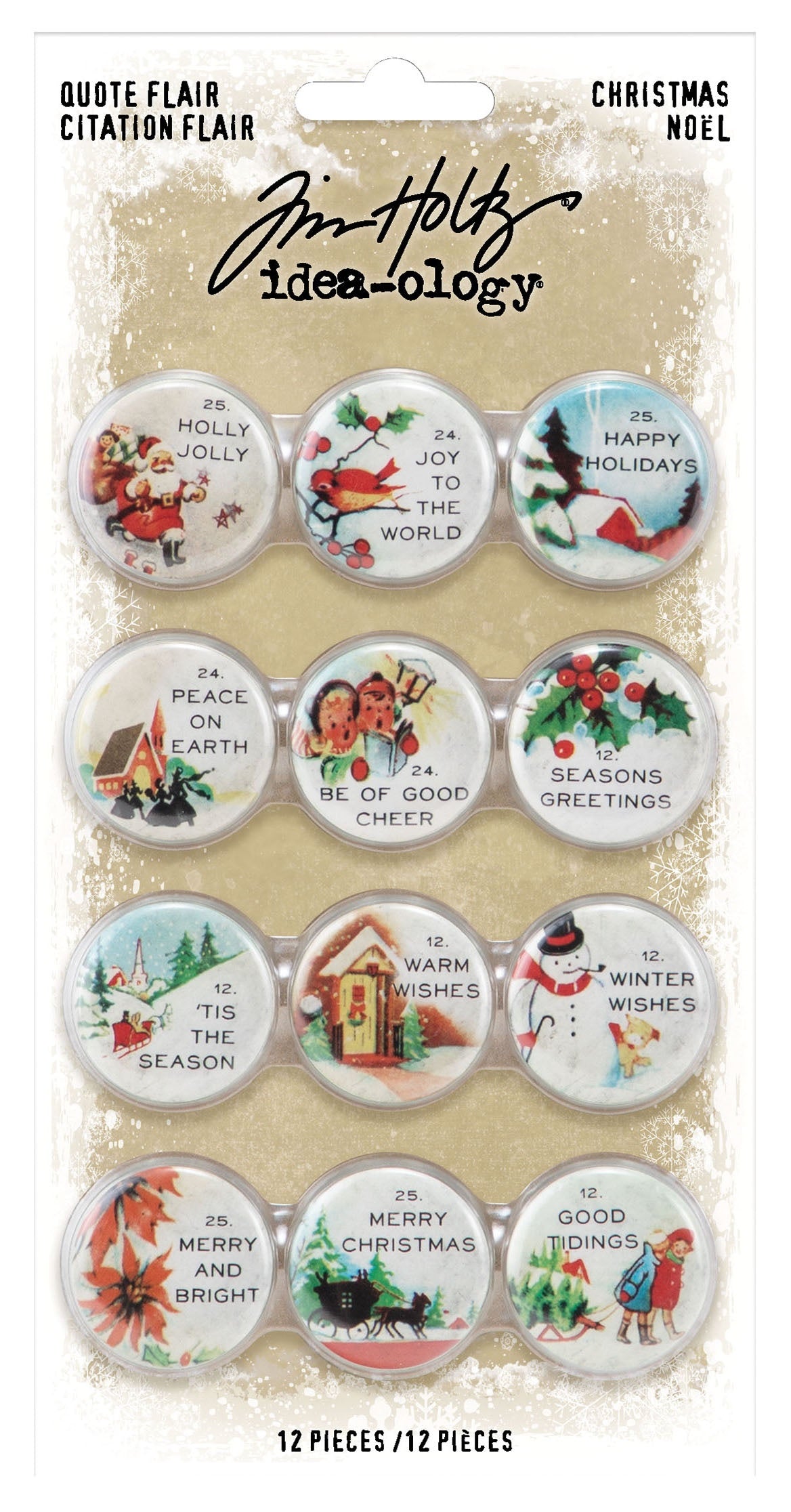 Tim Holtz Idea-Ology Quote Flair Buttons 12/Pkg