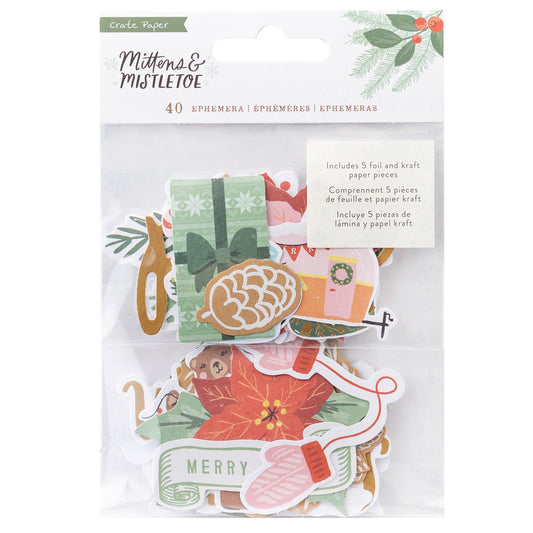 Mittens & Mistletoe Ephemera Die-Cuts 40/Pkg - Icons W/Gold Foil Accents