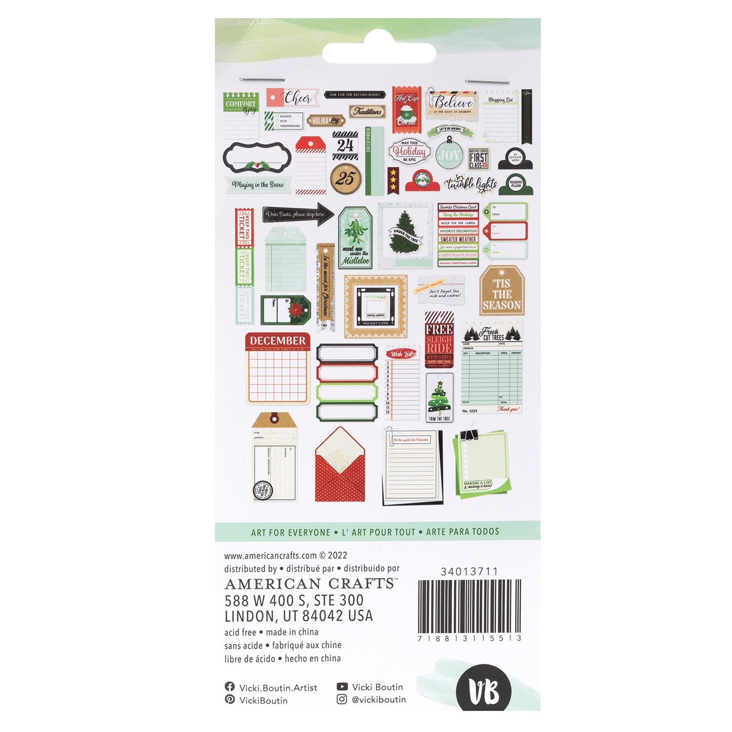 Vicki Boutin Evergreen & Holly Ephemera Cardstock Die-Cuts - Journaling
