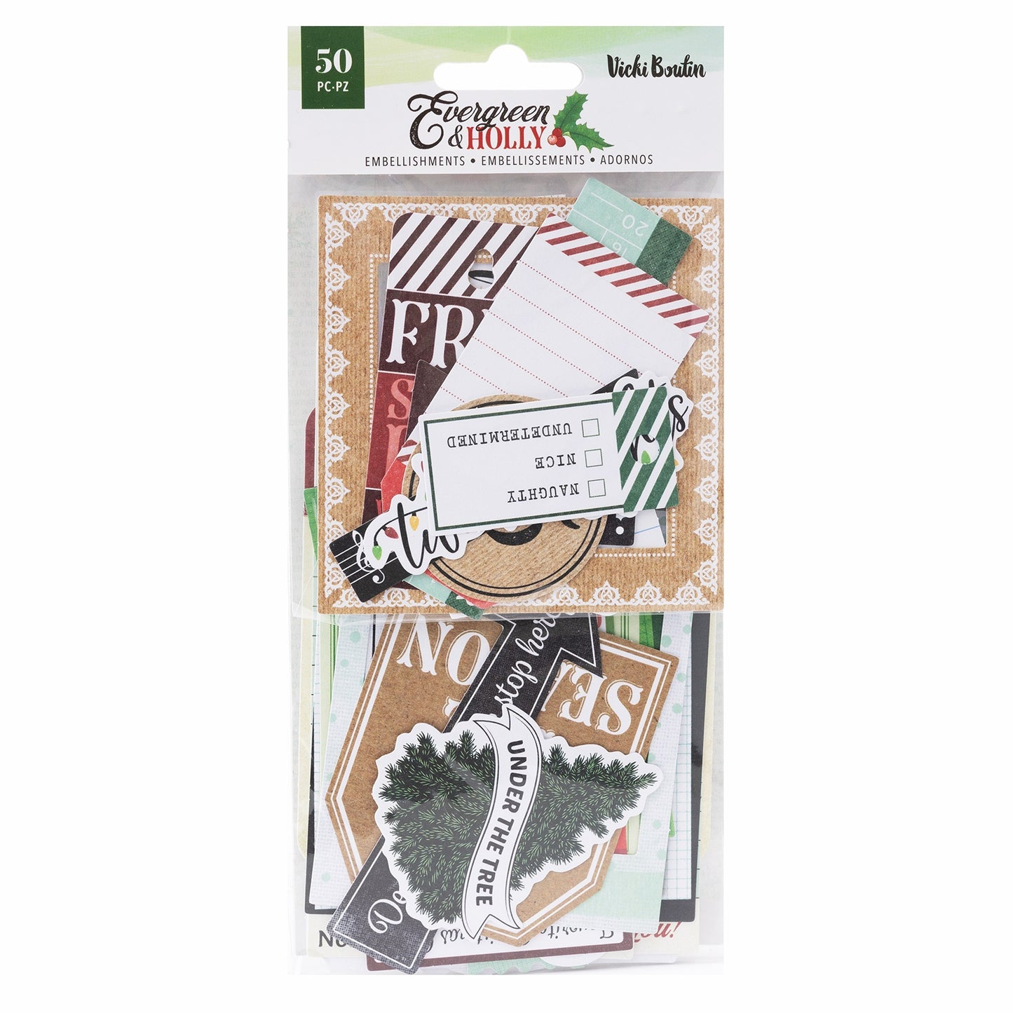 Vicki Boutin Evergreen & Holly Ephemera Cardstock Die-Cuts - Journaling