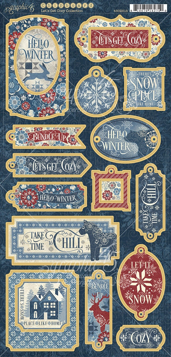 Let's Get Cozy Chipboard Die-Cuts 6"X12" Sheet - Graphic 45