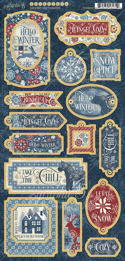 Let's Get Cozy Chipboard Die-Cuts 6"X12" Sheet - Graphic 45