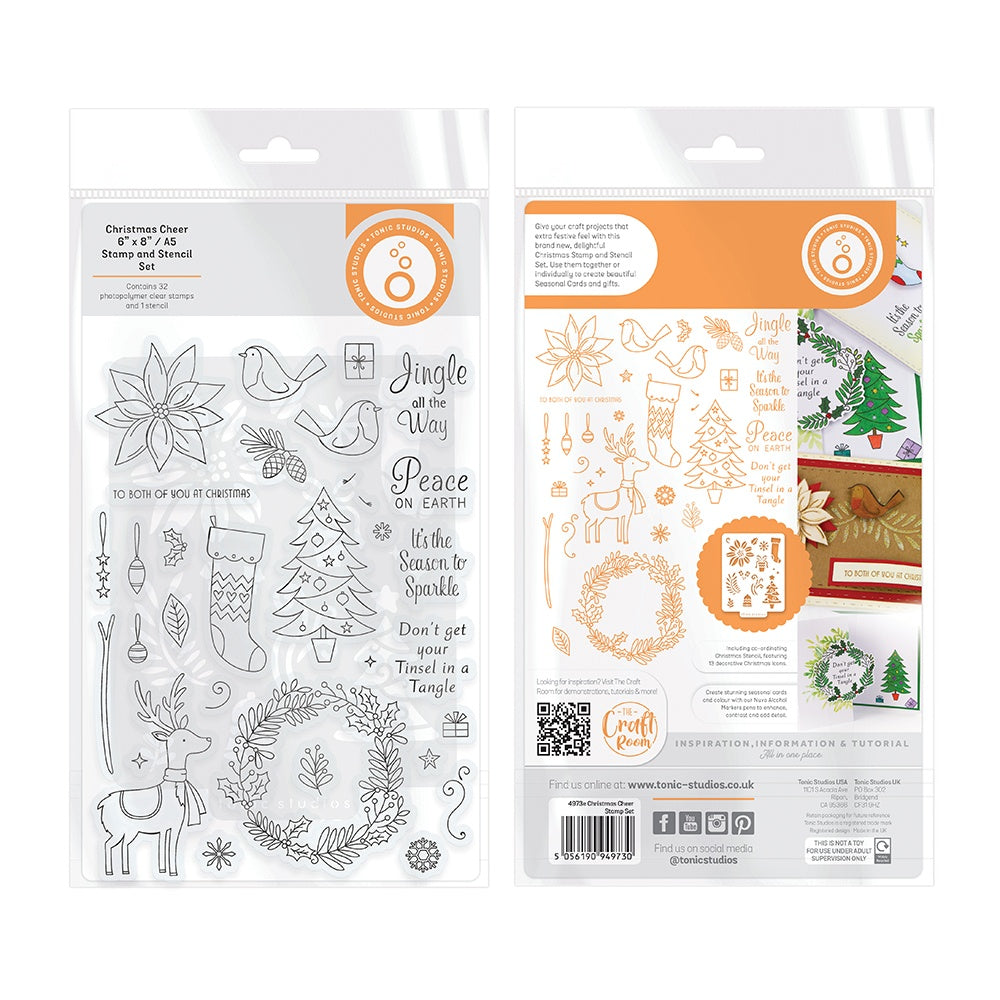 Tonic Studios Stamp And Stencil Set - Christmas Cheer