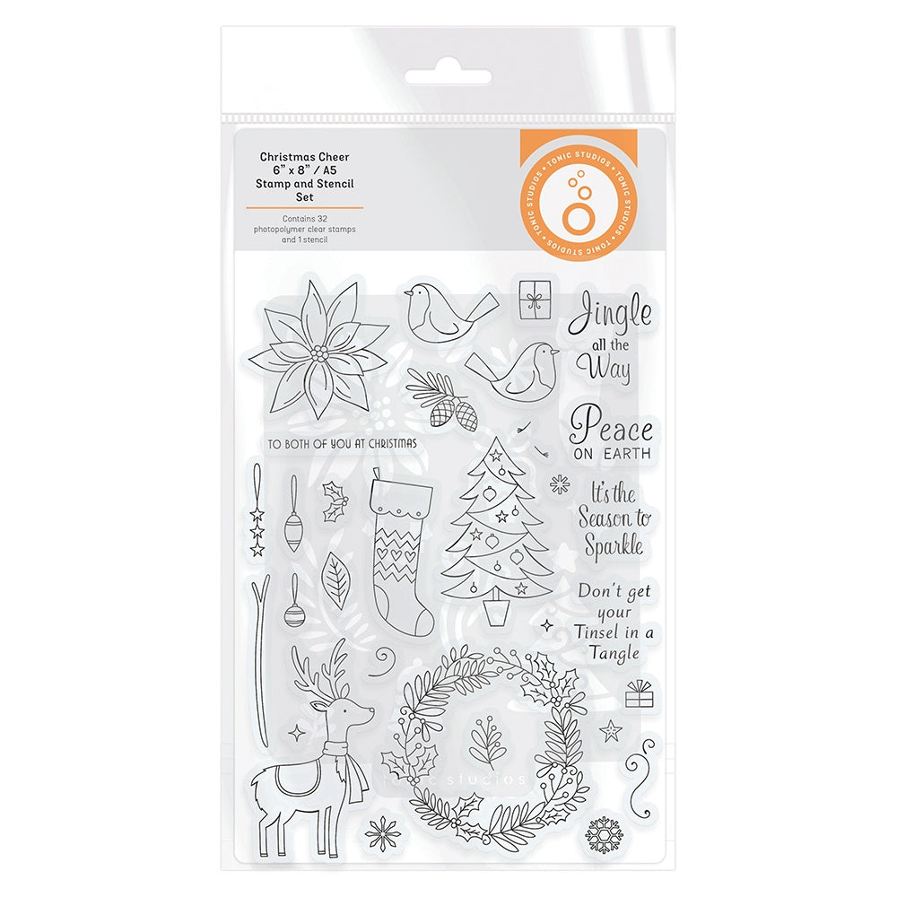 Tonic Studios Stamp And Stencil Set - Christmas Cheer
